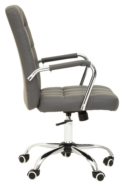 Florence Grey Leather Effect And Chrome Home Office Chair