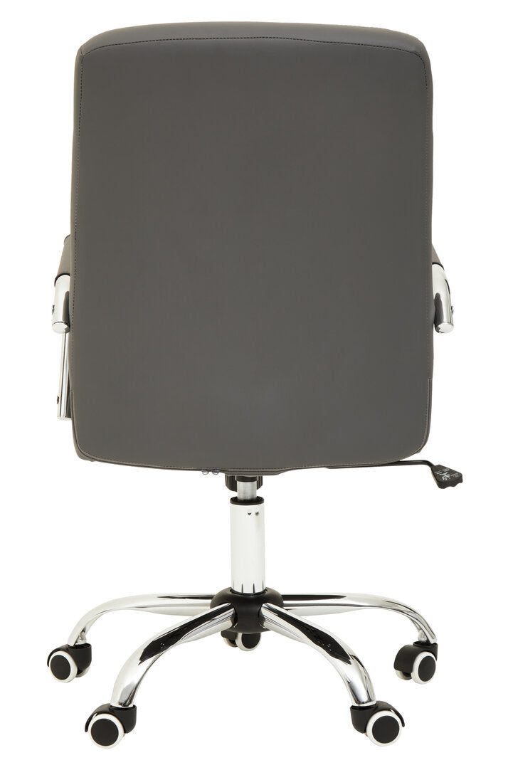 Florence Grey Leather Effect And Chrome Home Office Chair