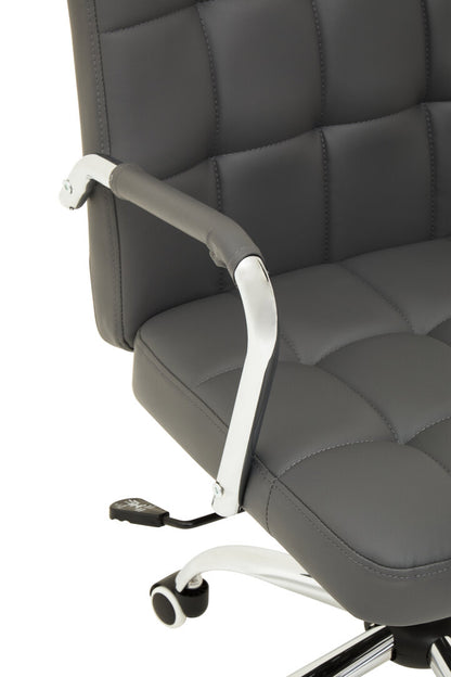 Florence Grey Leather Effect And Chrome Home Office Chair