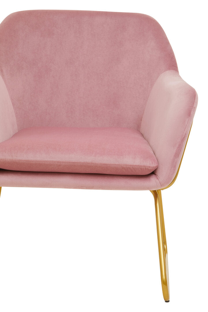 Amalfi Pink Velvet and Powder Gold Frame Armchair
