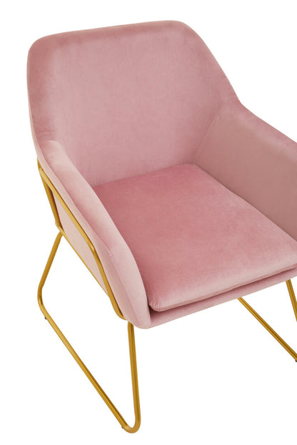 Amalfi Pink Velvet and Powder Gold Frame Armchair