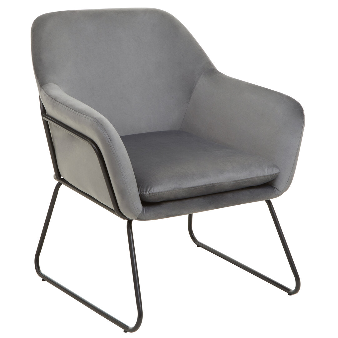Amalfi Grey Velvet and Black Frame Armchair