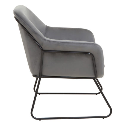 Amalfi Grey Velvet and Black Frame Armchair