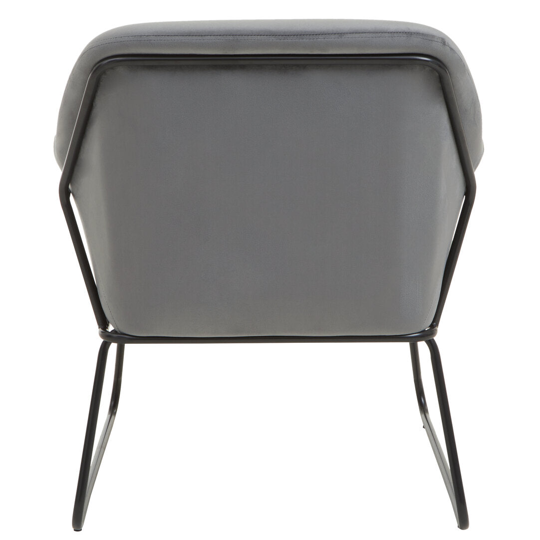 Amalfi Grey Velvet and Black Frame Armchair