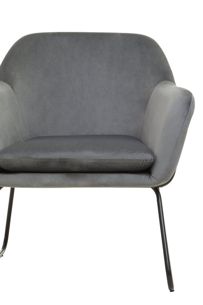 Amalfi Grey Velvet and Black Frame Armchair