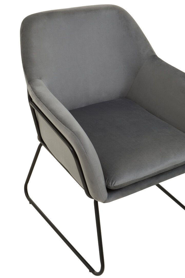 Amalfi Grey Velvet and Black Frame Armchair