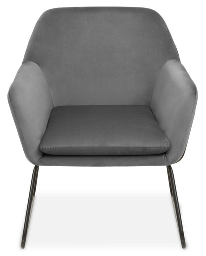 Amalfi Grey Velvet and Black Frame Armchair