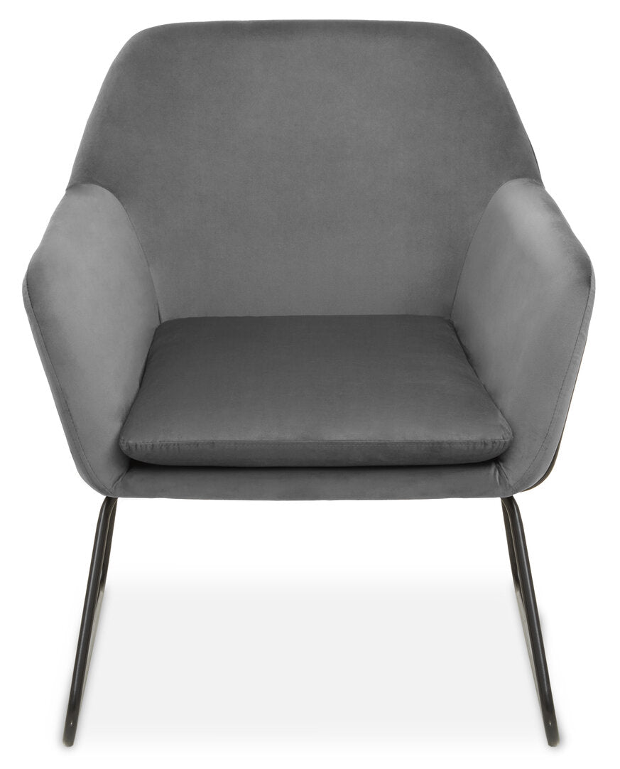 Amalfi Grey Velvet and Black Frame Armchair