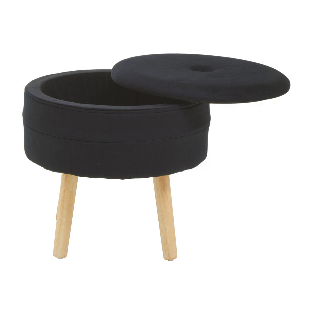 Cannes Velvet Stool Black 