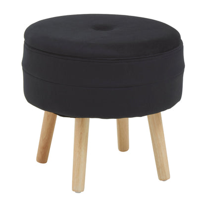 Cannes Velvet Stool Black 