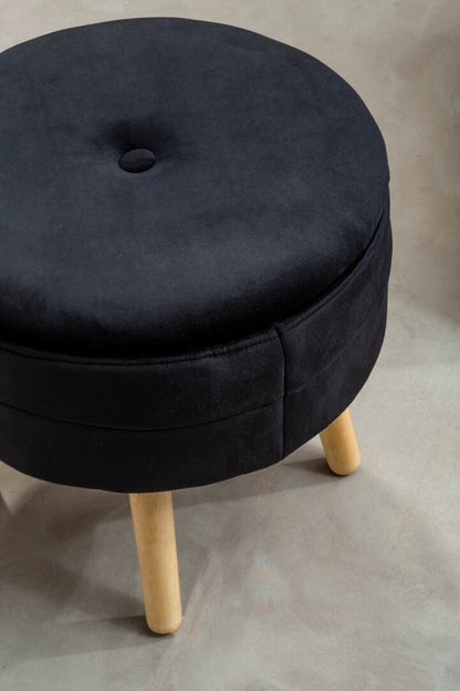 Cannes Black Velvet Stool