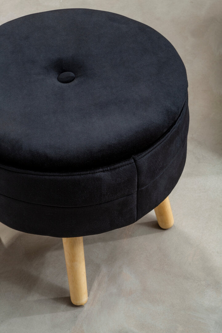 Cannes Black Velvet Stool