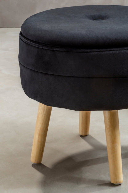 Cannes Black Velvet Stool