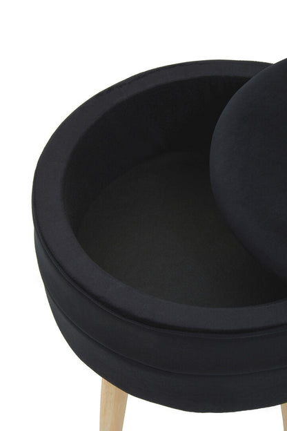 Cannes Velvet Stool Black 