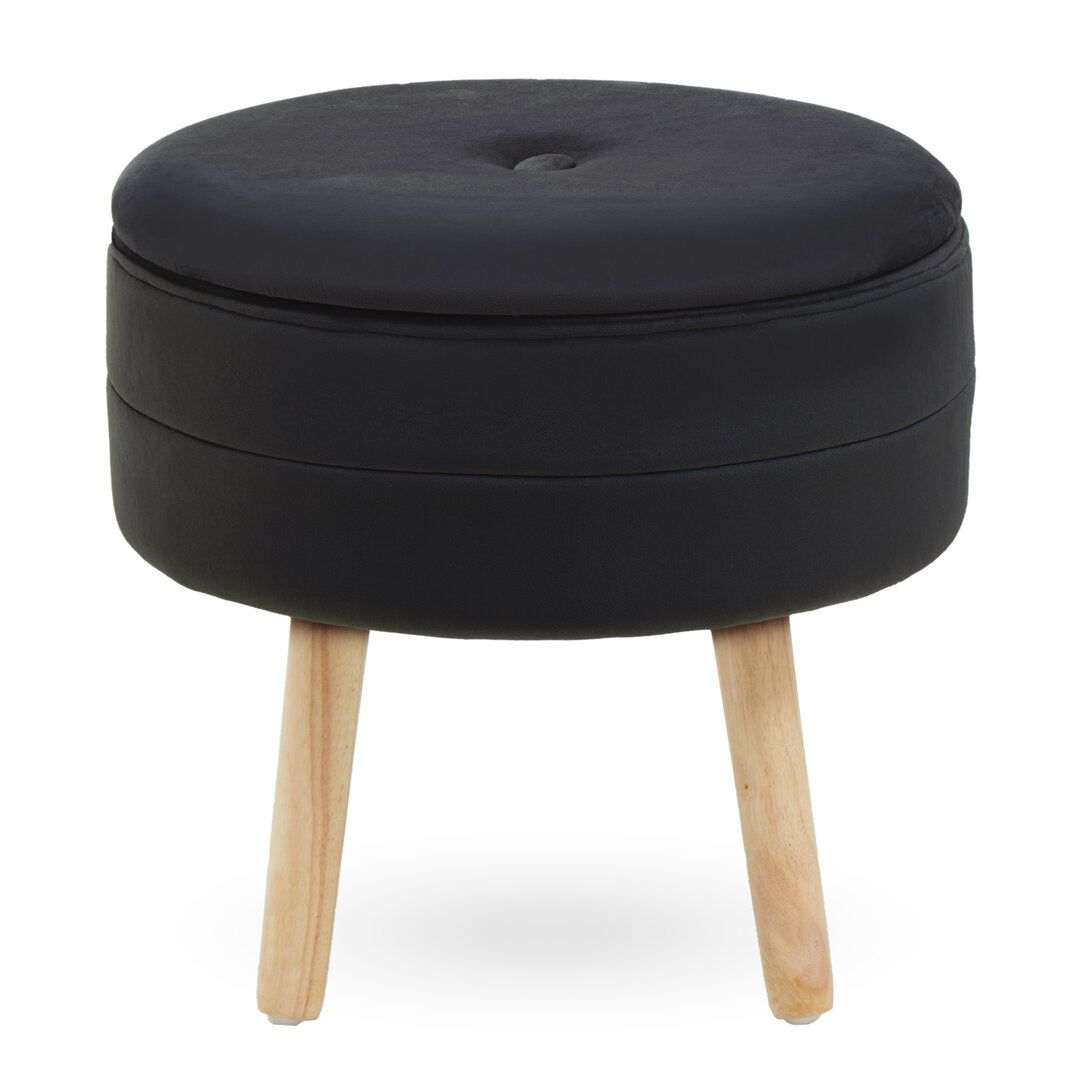 Cannes Velvet Stool Black 