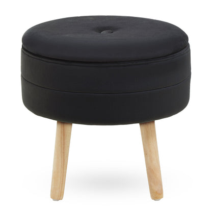 Cannes Velvet Stool Black 