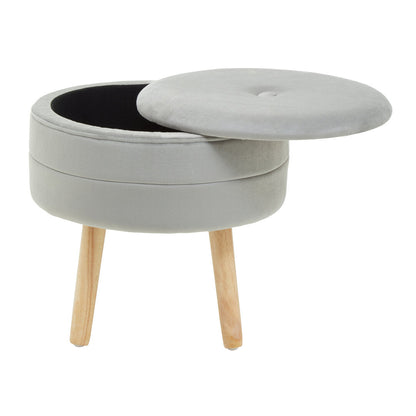 Cannes Velvet Stool Grey 