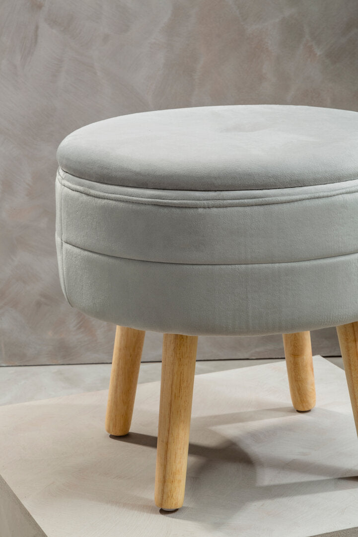 Cannes Grey Velvet Stool