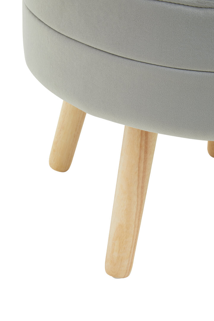 Cannes Grey Velvet Stool