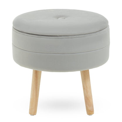 Cannes Grey Velvet Stool