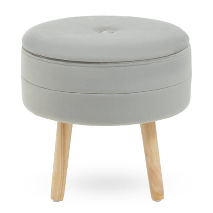 Cannes Velvet Stool Grey 
