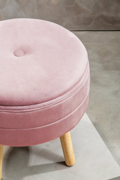 Cannes Pink Velvet Stool