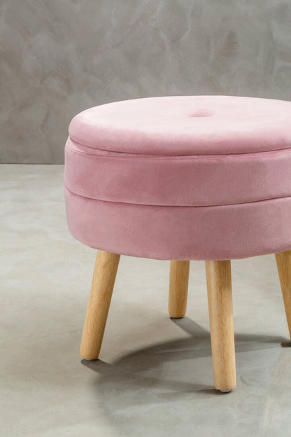 Cannes Pink Velvet Stool