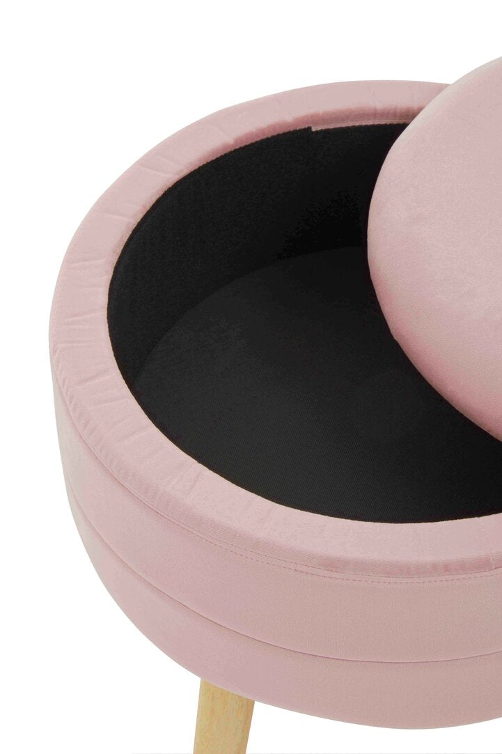 Cannes Pink Velvet Stool