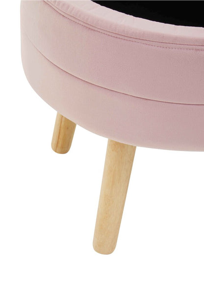 Cannes Pink Velvet Stool