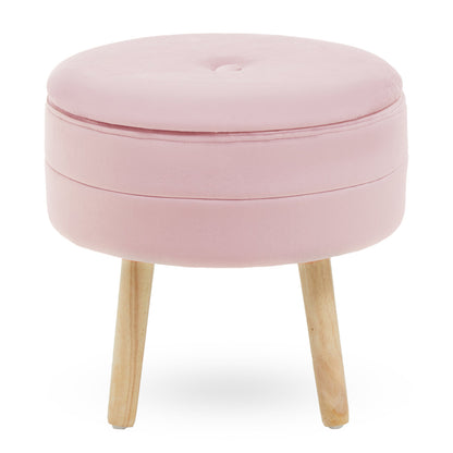 Cannes Pink Velvet Stool