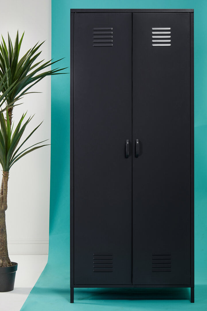 Granada Black Two Door Locker Style Wardrobe