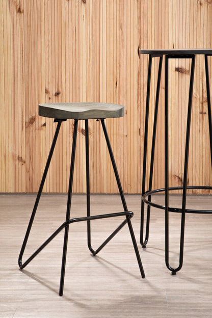 Madison Wooden Top Bar Stool With Metal Legs