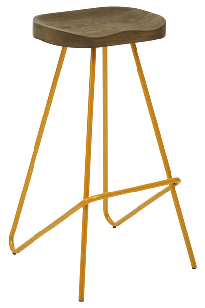 Madison Elm Wood Bar Stool With Metal Legs