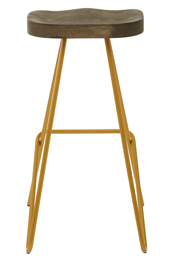 Madison Elm Wood Bar Stool With Metal Legs