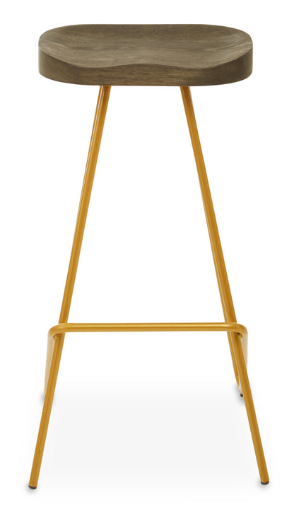 Madison Elm Wood Bar Stool With Metal Legs