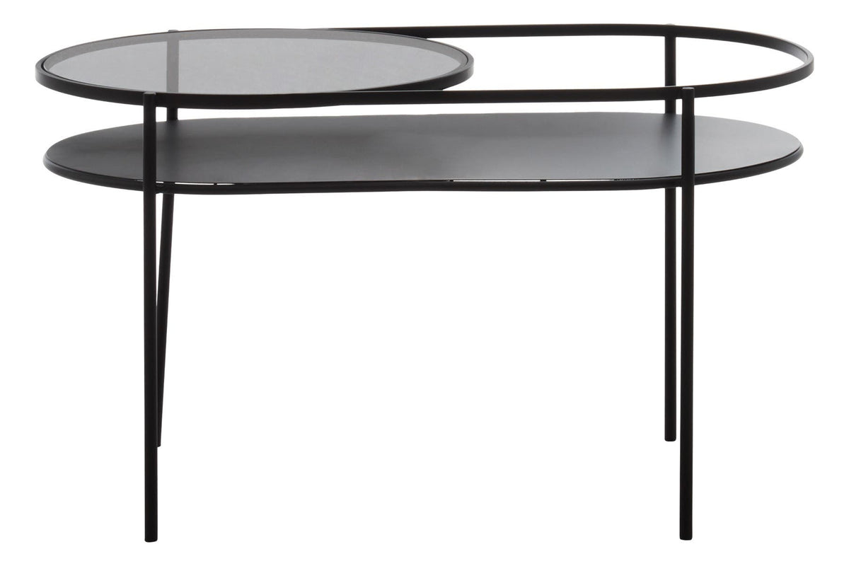 Bath Grey Glass 2 Tier Oval Coffee Table