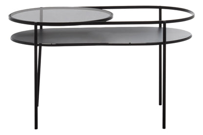 Bath Grey Glass 2 Tier Oval Coffee Table