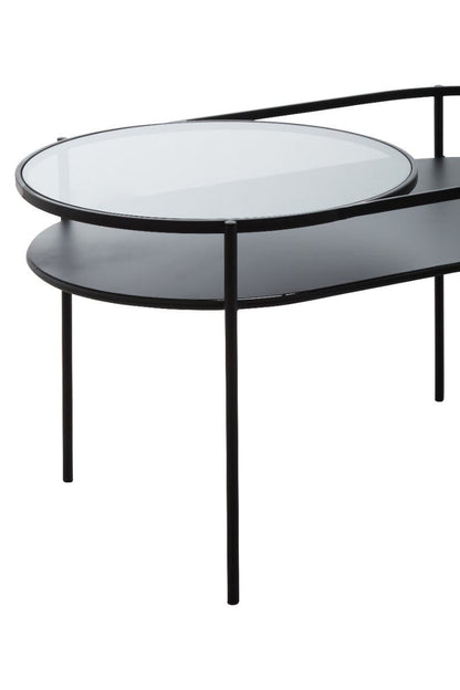 Bath Grey Glass 2 Tier Oval Coffee Table