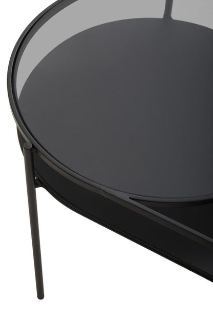 Bath Grey Glass 2 Tier Oval Coffee Table