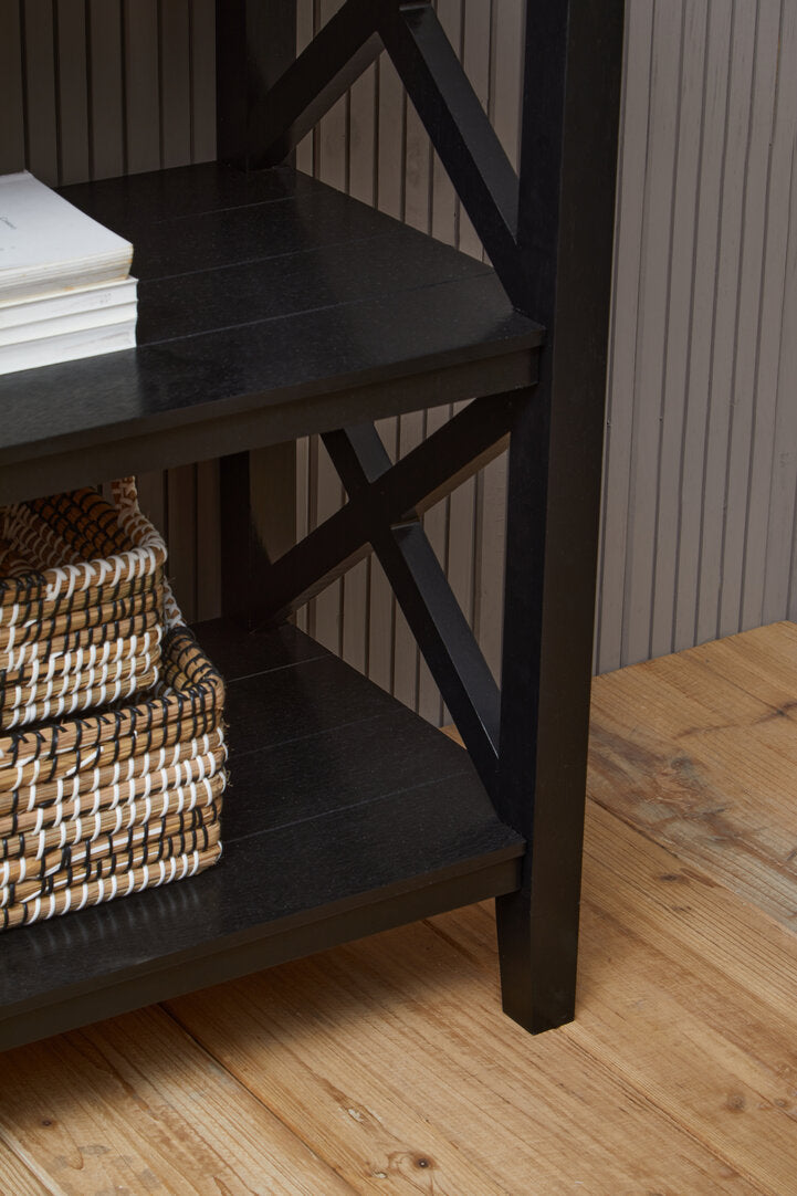 Savoy Three Shelf Large Black Bookcase