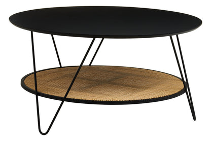 Porto Rattan And Metal Coffee Table With Hairpin Legs