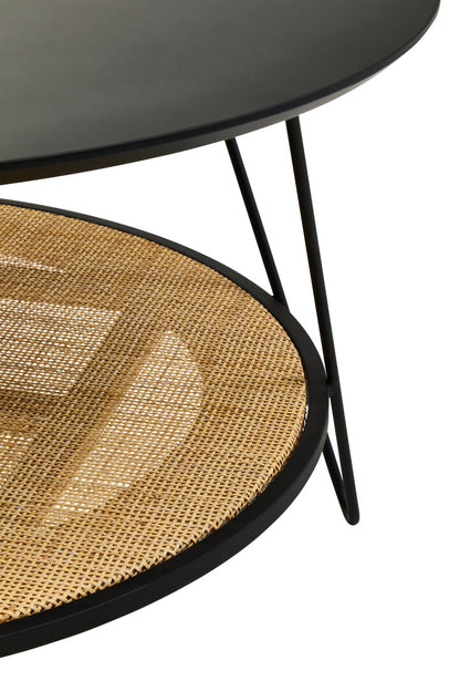 Porto Rattan And Metal Coffee Table With Hairpin Legs