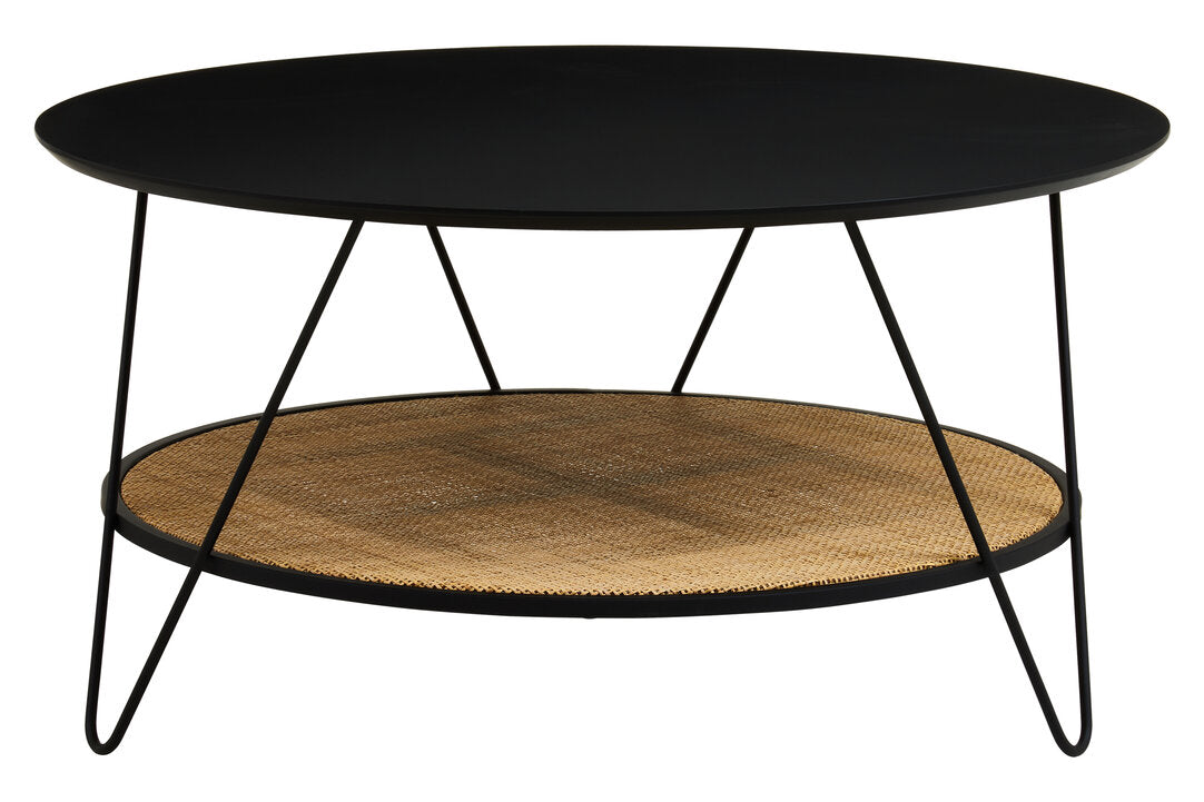 Porto Rattan And Metal Coffee Table With Hairpin Legs