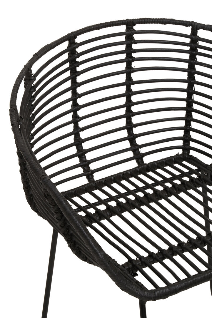 Hudson Black Natural Rattan Chair