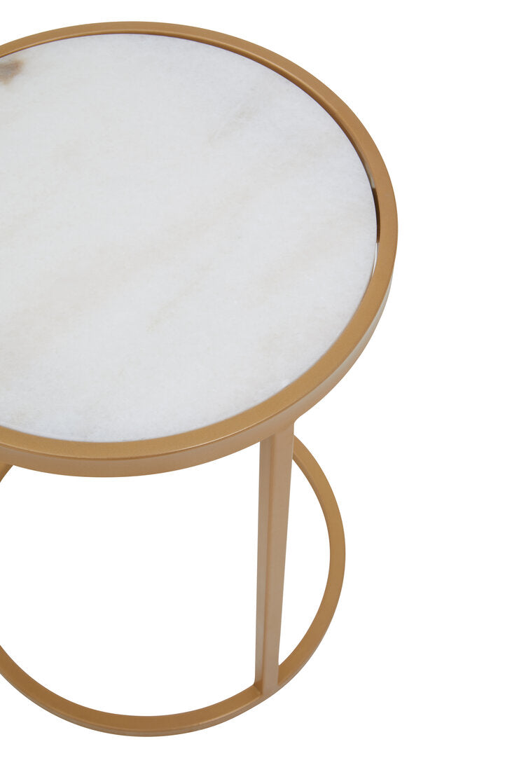 Soho White Marble and Gold Set Of Two Nesting Tables