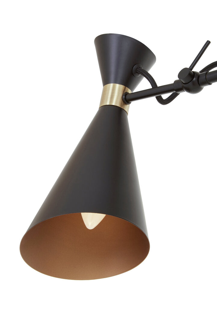 Bath 3 Shade Black And Gold Bent Arm Pendant