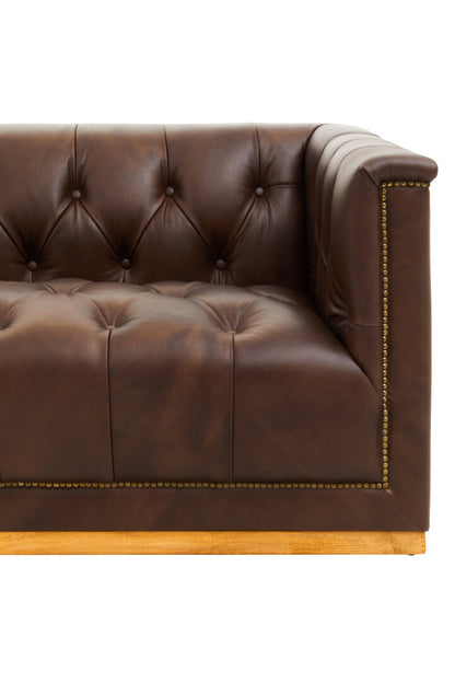 Bath Three Seater Tufted Leather Sofa