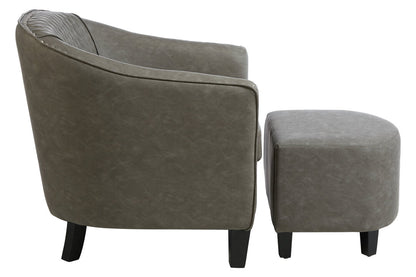 Whitby Grey Faux Leather Tub Chair With Footstool