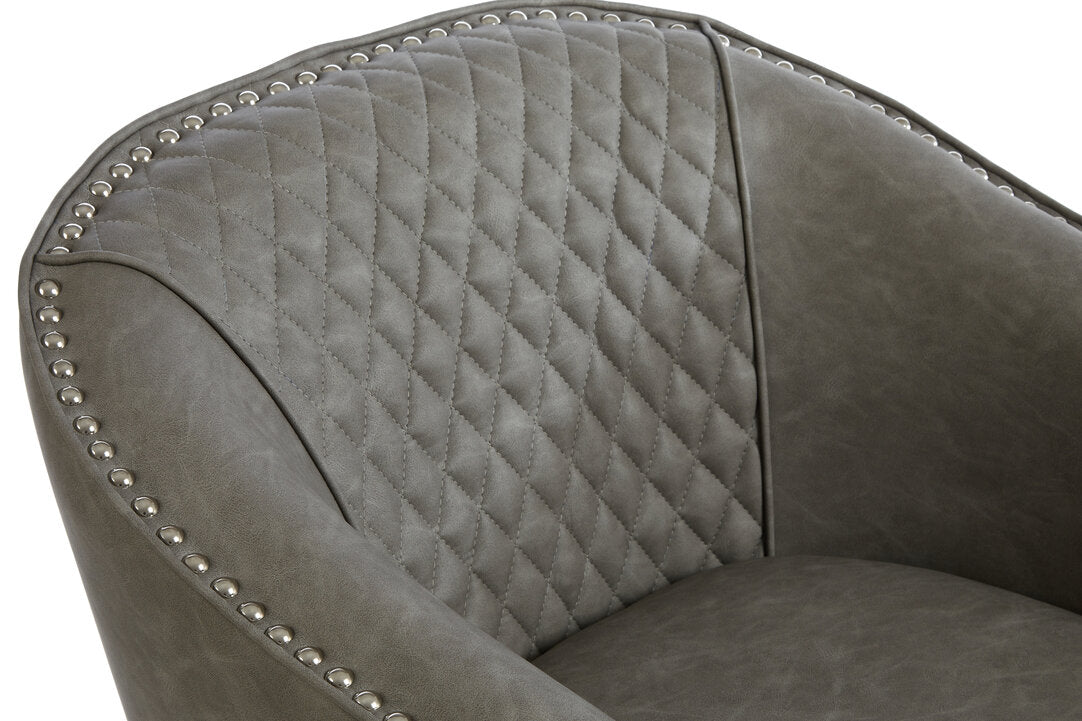 Whitby Grey Faux Leather Tub Chair With Footstool