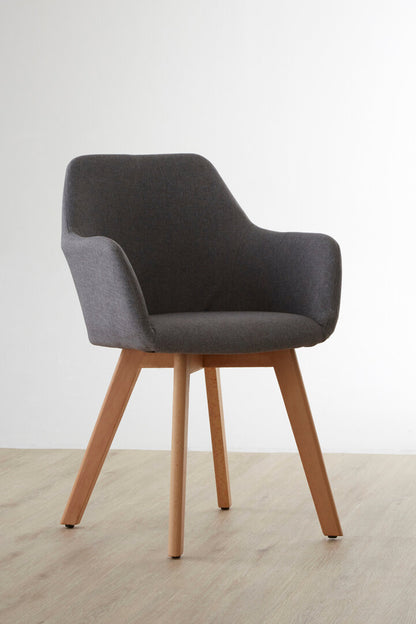 Richmond Grey Fabric Chair With Wood Legs